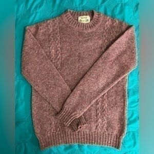 Shetland pure wool cable knit crew neck sweater size S